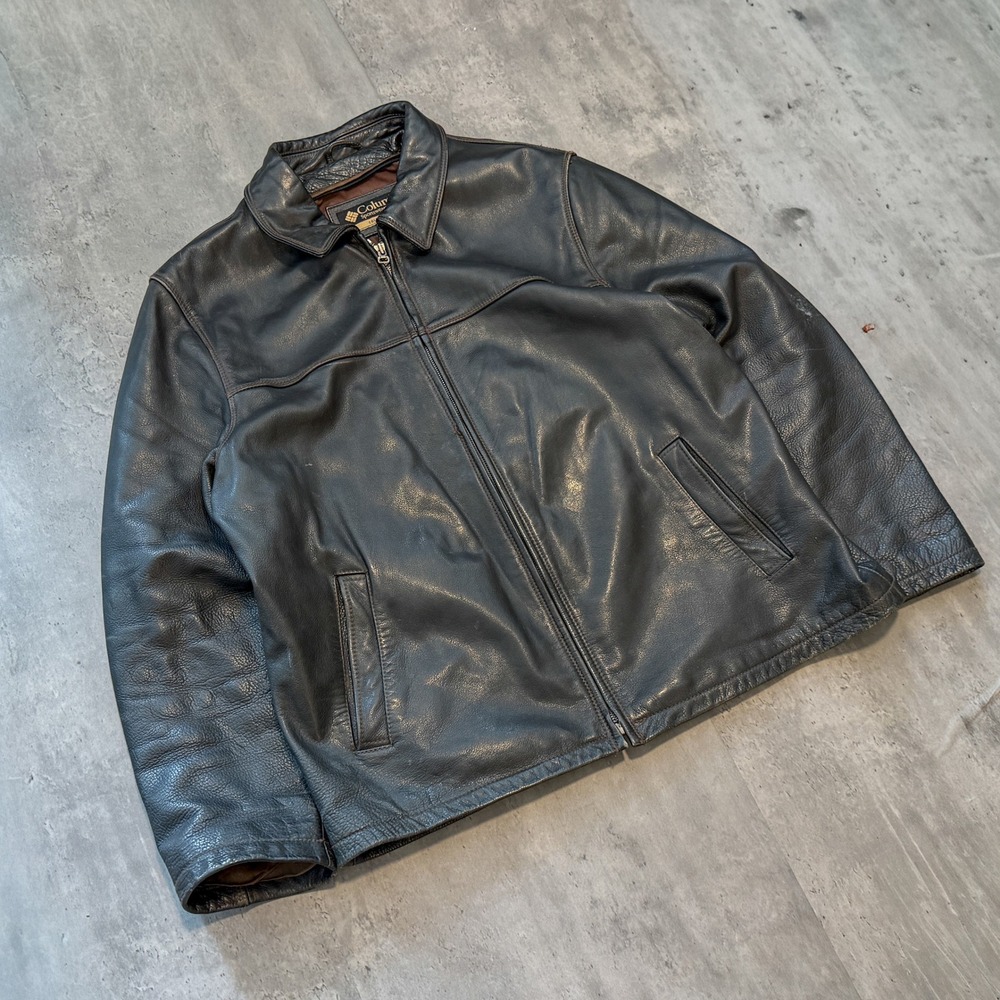 Vintage VTG Y2K 2000's 00's Columbia Black Genuine Leather Jacket Moto Bomber
